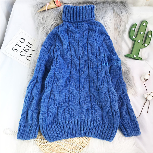 Naiste kootud sviiter kõrge polo kraega