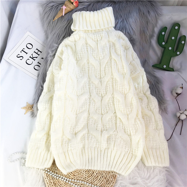 Naiste kootud sviiter kõrge polo kraega