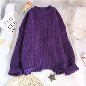 Νέο μοντέλο πλεκτό γυναικείο πουλόβερ με στρογγυλή λαιμόκοψη