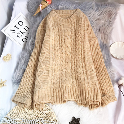 Νέο μοντέλο πλεκτό γυναικείο πουλόβερ με στρογγυλή λαιμόκοψη