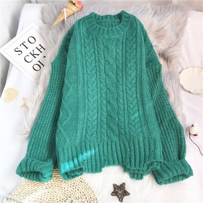 Νέο μοντέλο πλεκτό γυναικείο πουλόβερ με στρογγυλή λαιμόκοψη