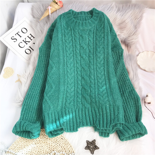 Νέο μοντέλο πλεκτό γυναικείο πουλόβερ με στρογγυλή λαιμόκοψη