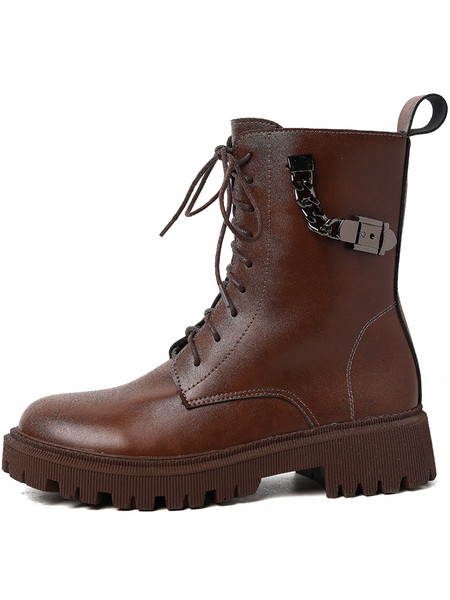 Moteriški kubietiški batai grubiu padu ir metaliniu elementu