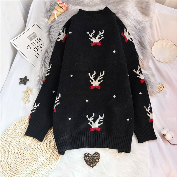 Naiste madala polo kraega kootud kampsun - lai mudel