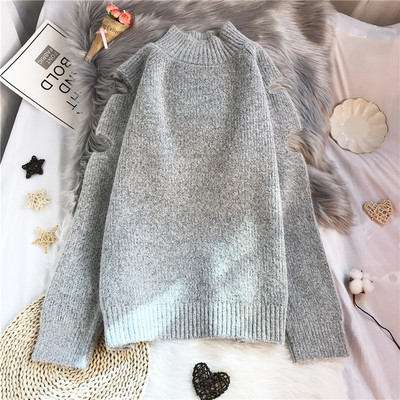 Moodne naiste kampsun polo krae ja väljalõigetega