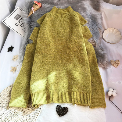 Moodne naiste kampsun polo krae ja väljalõigetega