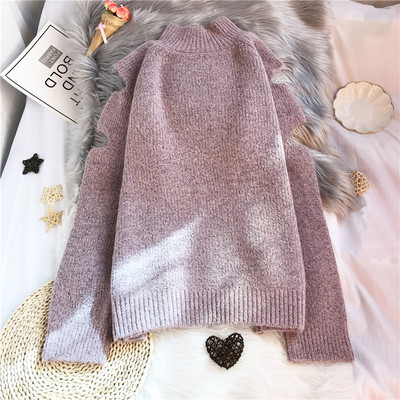 Moodne naiste kampsun polo krae ja väljalõigetega