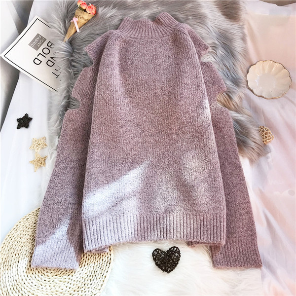 Moodne naiste kampsun polo krae ja väljalõigetega