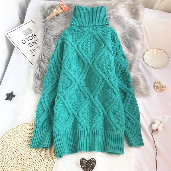 Moodne kõrge kraega naiste kootud kampsun