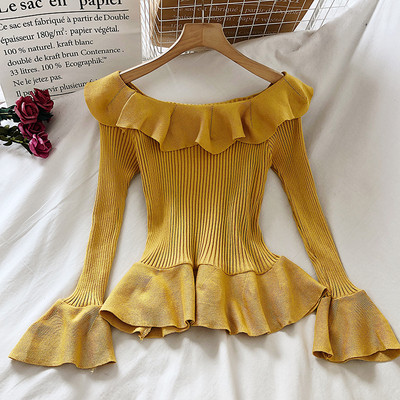 Μοντέρνα γυναικεία μπλούζα με μανίκια λωτού