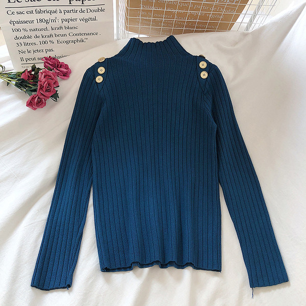 Modernus moteriškas megztinis pusiau aukšta apykakle