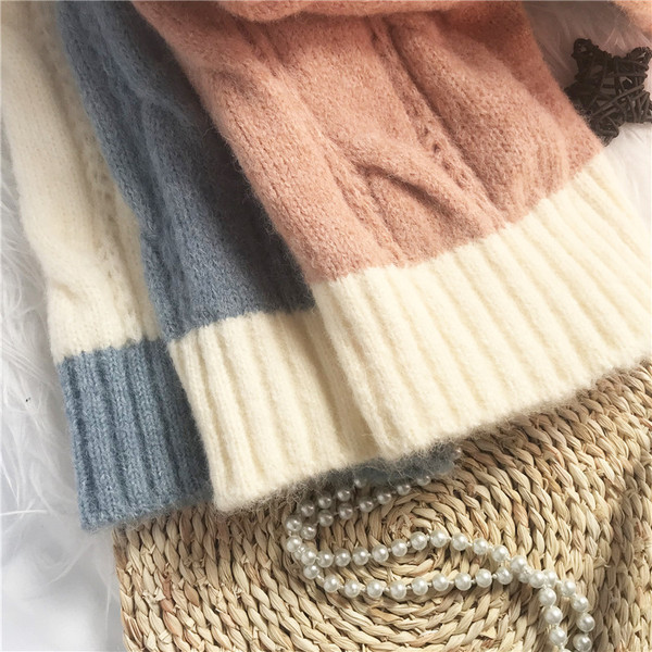 Naujo modelio megztas moteriškas megztinis aukšta apykakle