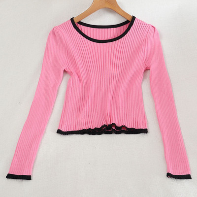 Naiste vabaaja pluus ümara kaelusega ja pikkade varrukatega