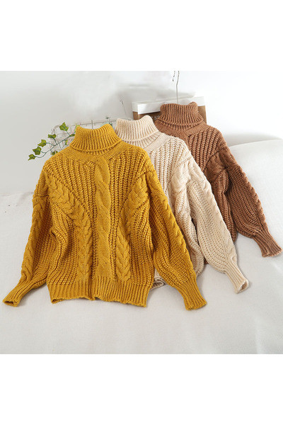 Μοντέρνο πλεκτό γυναικείο πουλόβερ με γιακά