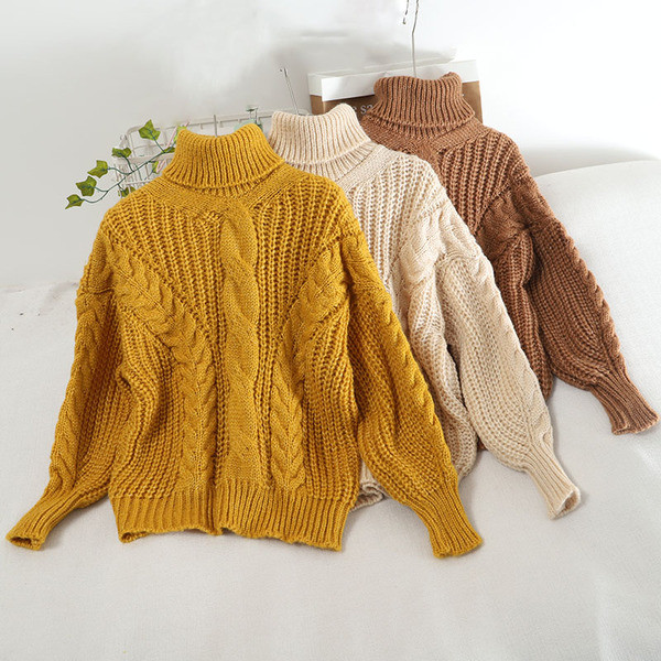 Μοντέρνο πλεκτό γυναικείο πουλόβερ με γιακά