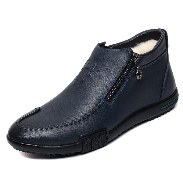 Ανδρικά χαμηλά χειμερινά παπούτσια με ζεστή επένδυση σε καφέ, μπλε και μαύρο χρώμα