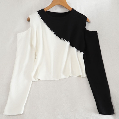 Paljaste õlgade ja pikkade varrukatega vabaaja naiste pluus