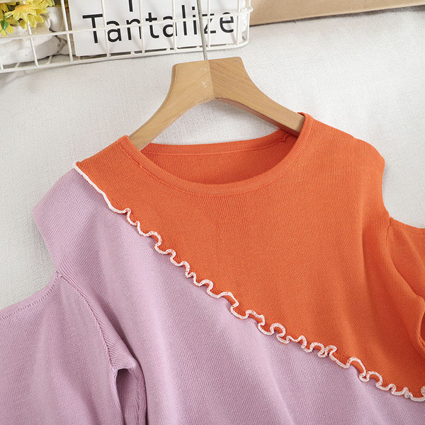 Paljaste õlgade ja pikkade varrukatega vabaaja naiste pluus