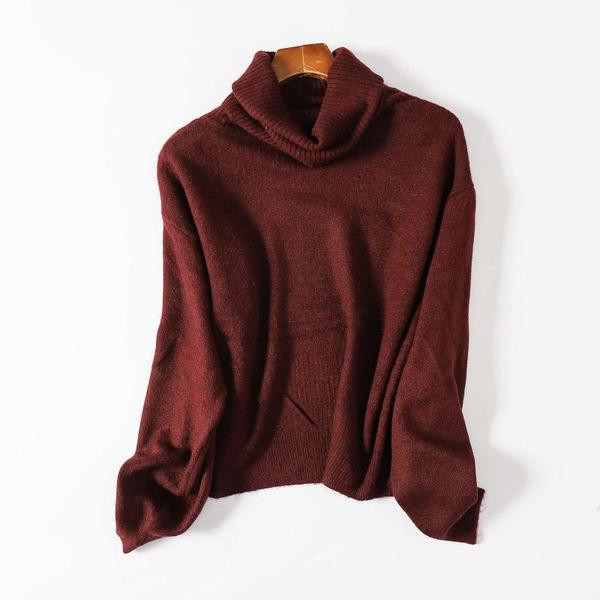 Φθινοπωρινό πουλόβερ με γιακά για γυναίκες