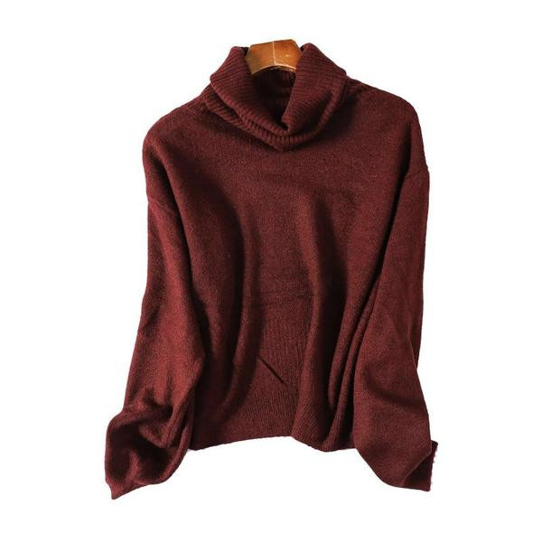 Φθινοπωρινό πουλόβερ με γιακά για γυναίκες