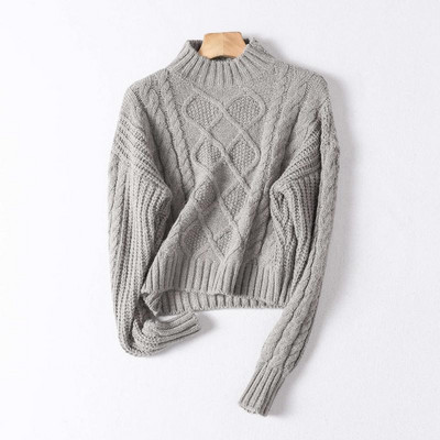 Πλεκτό πουλόβερ φθινόπωρο-χειμώνα με ημι-υψηλό γιακά