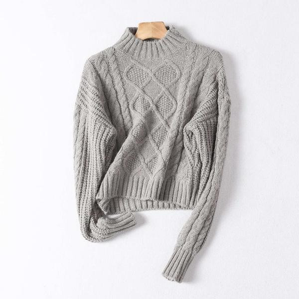 Πλεκτό πουλόβερ φθινόπωρο-χειμώνα με ημι-υψηλό γιακά