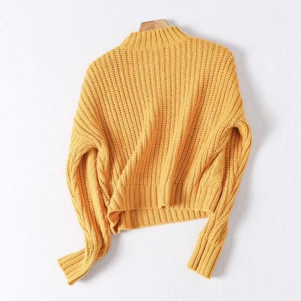 Πλεκτό πουλόβερ φθινόπωρο-χειμώνα με ημι-υψηλό γιακά