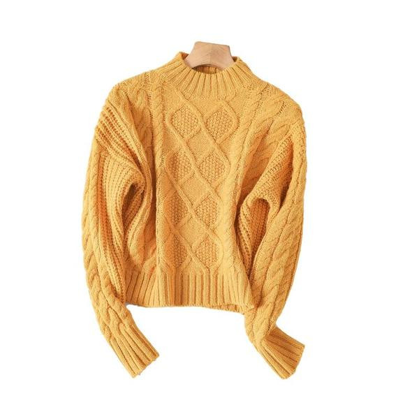 Πλεκτό πουλόβερ φθινόπωρο-χειμώνα με ημι-υψηλό γιακά