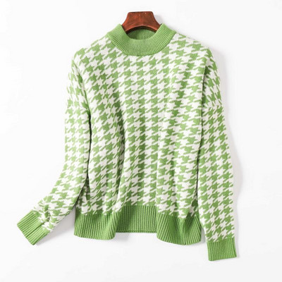 Casual καρό πουλόβερ με οβάλ ντεκολτέ