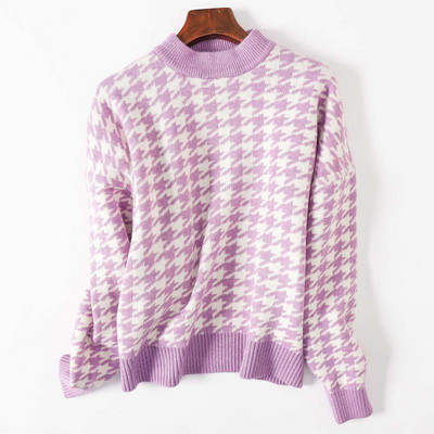 Casual καρό πουλόβερ με οβάλ ντεκολτέ