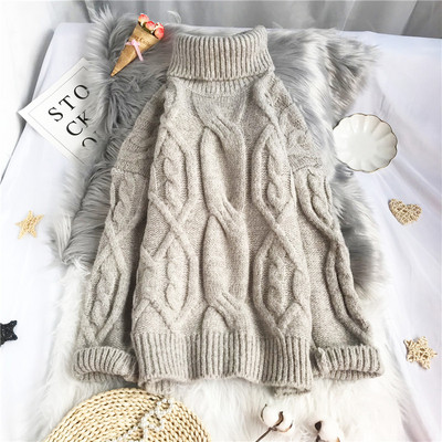 Kõrge krae ja pikkade varrukatega vabaaja kampsun naistele