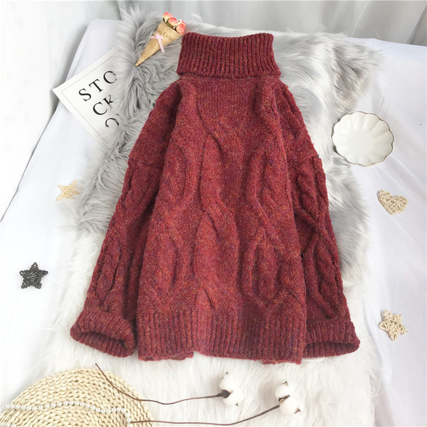 Kõrge krae ja pikkade varrukatega vabaaja kampsun naistele