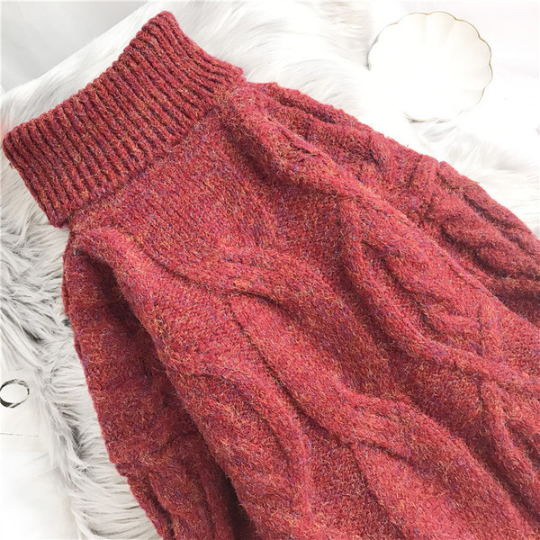 Kõrge krae ja pikkade varrukatega vabaaja kampsun naistele