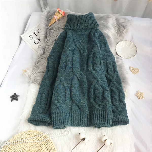 Kõrge krae ja pikkade varrukatega vabaaja kampsun naistele