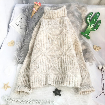 Laia mudeliga naiste kampsun pikkade varrukate ja kõrge kraega