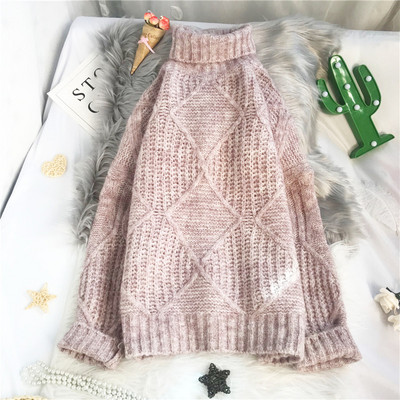 Laia mudeliga naiste kampsun pikkade varrukate ja kõrge kraega