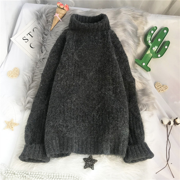 Laia mudeliga naiste kampsun pikkade varrukate ja kõrge kraega