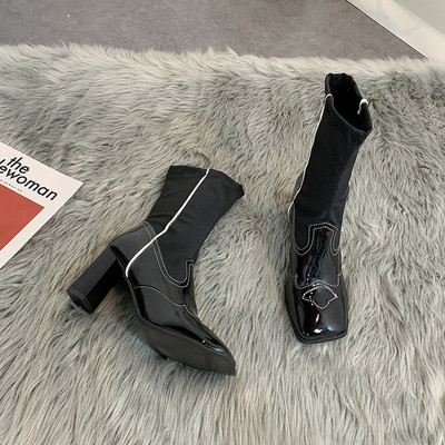 Naiste sokitüüpi saapad paksusega 7,5 cm kontsaga