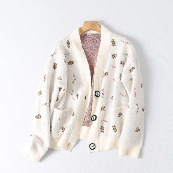 Casual ζακέτα με κουμπιά με χρωματιστό απλικέ