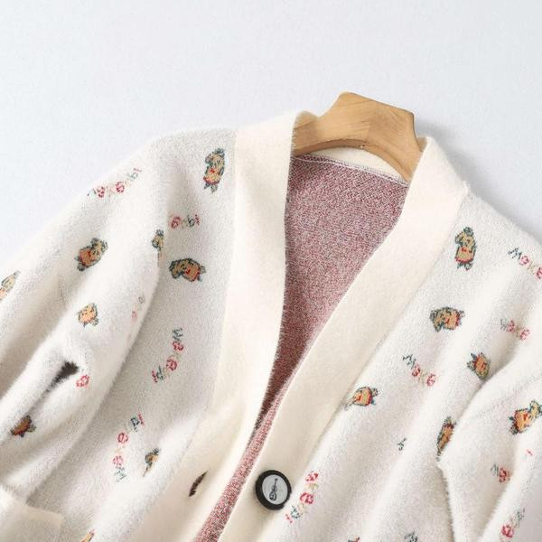 Casual ζακέτα με κουμπιά με χρωματιστό απλικέ