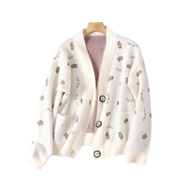 Casual ζακέτα με κουμπιά με χρωματιστό απλικέ
