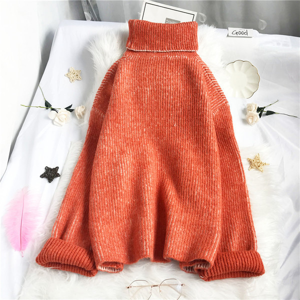 Kootud naiste kampsun kõrge polo kraega