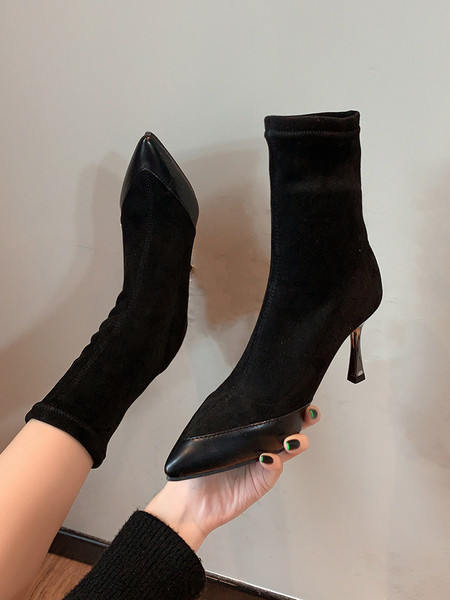 Ökoseemisnahast teritatud stiilsed õhukeste kontsadega naiste saapad