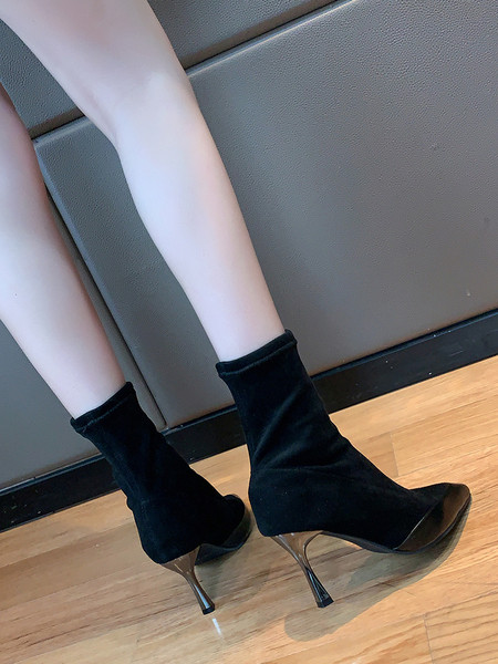 Ökoseemisnahast teritatud stiilsed õhukeste kontsadega naiste saapad