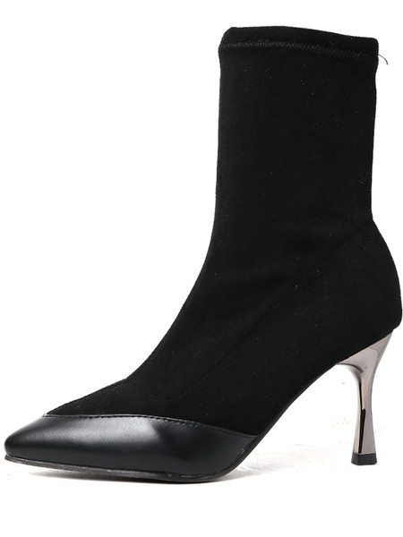 Ökoseemisnahast teritatud stiilsed õhukeste kontsadega naiste saapad