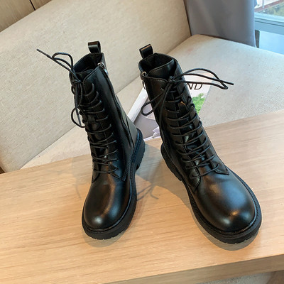 Γυναικείες μπότες  αρβίλας από οικολογικό δέρμα με  κορδόνια