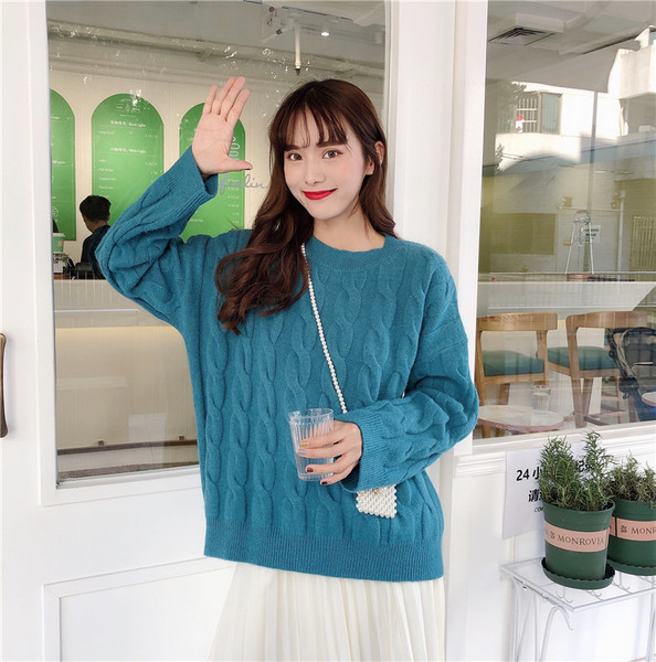 Νέο μοντέλο χειμερινό γυναικείο πουλόβερ με στρογγυλή λαιμόκοψη 