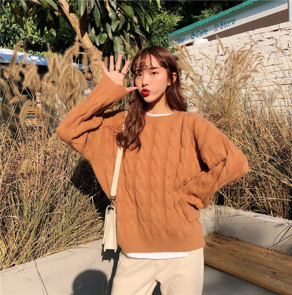 Νέο μοντέλο χειμερινό γυναικείο πουλόβερ με στρογγυλή λαιμόκοψη 