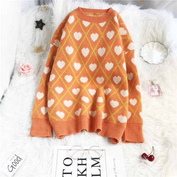 Vabaaja südametega naiste kampsun - ümara kaelusega