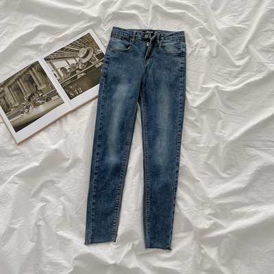 Naiste vabaaja teksad Õhuke kõrge vöökoha ja taskutega mudel